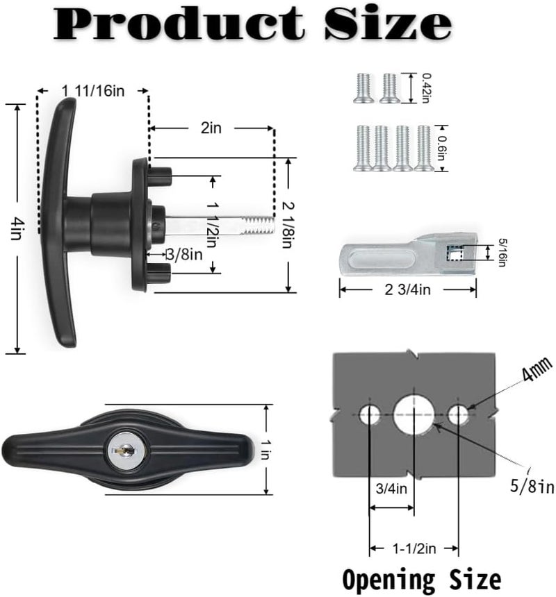 Ojeemii 4PCS Truck Cap Locking T-Handle, Truck Camper Shell Lock, Camper Shell Accessories, Key Alike Black T-Handle Locks (Left & Right) for Most Truck - Image 2